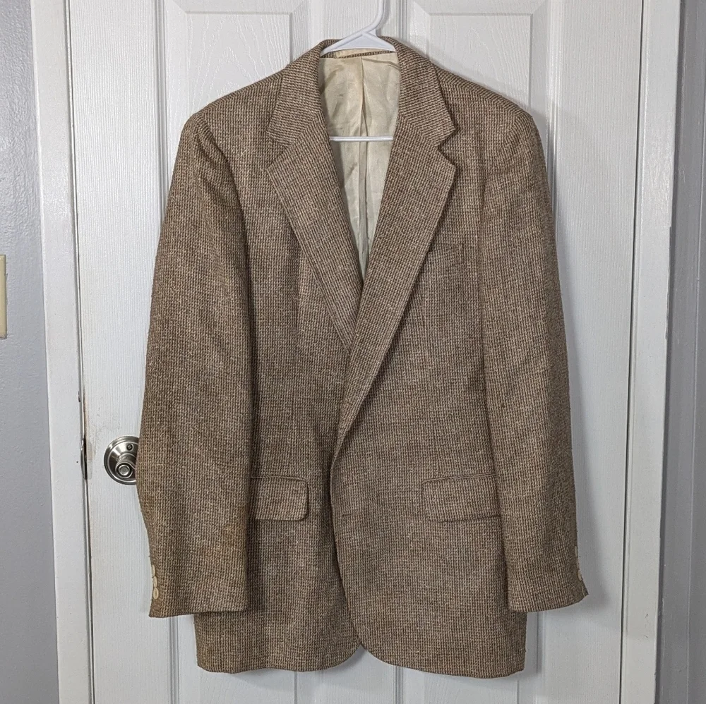 Vintage 70s ACTWU Tweed Double Button Sport Coat by Stanley Blacker‎ for The Bon